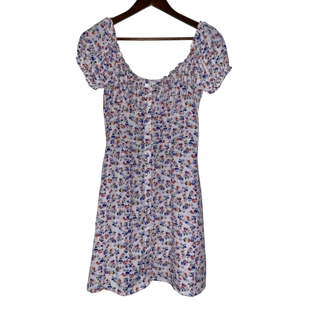 Ann Taylor Loft Off Shoulder Floral Top Size Medium Short Sleeves Casual